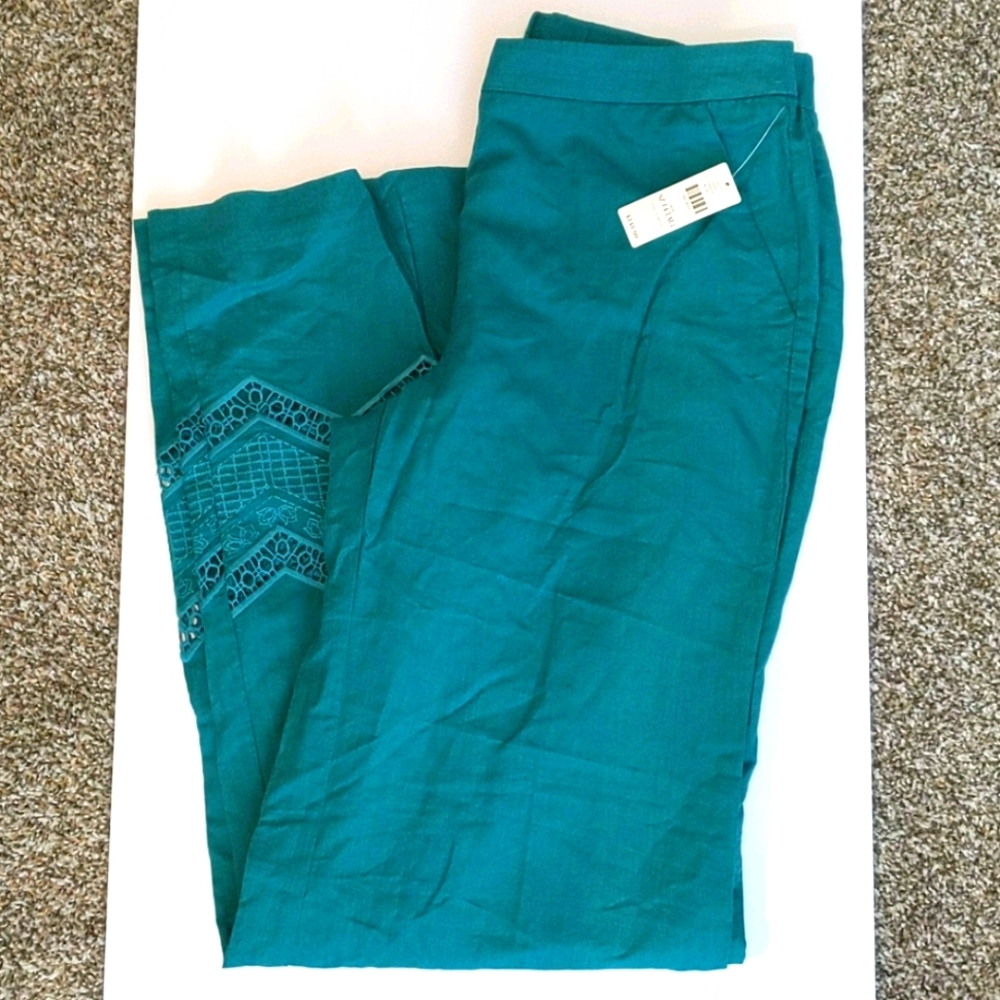 Anthropologie Wide Leg Pants with Embroidery